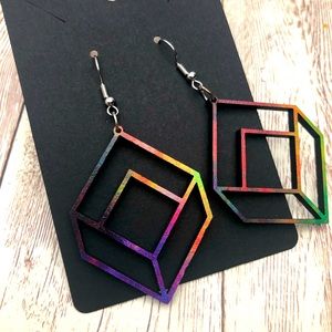 Geometric wooden earrings